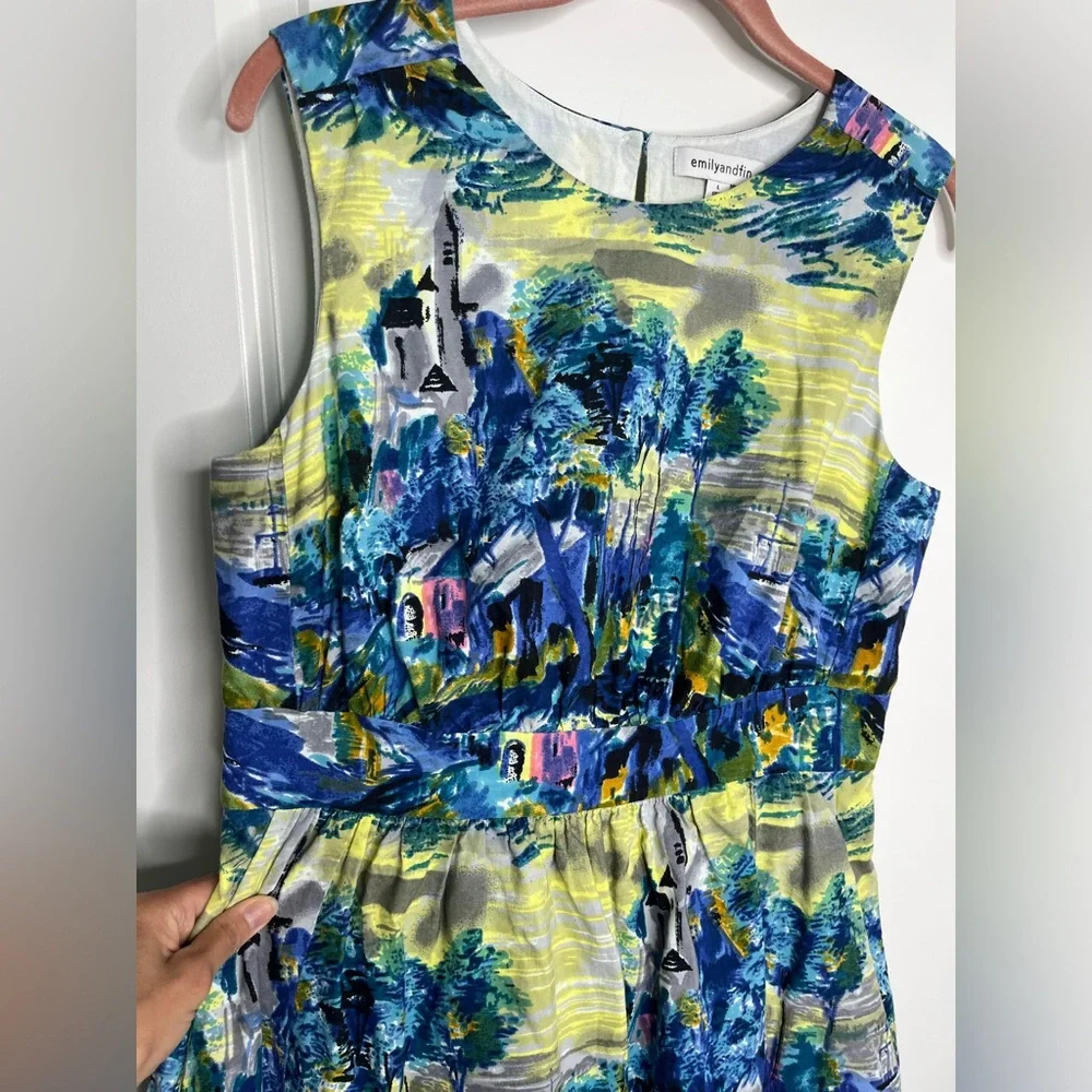 ModCloth/Emily and Fin Tuscan Landscape “Lucy” Dress Size L - Picture 10 of 14